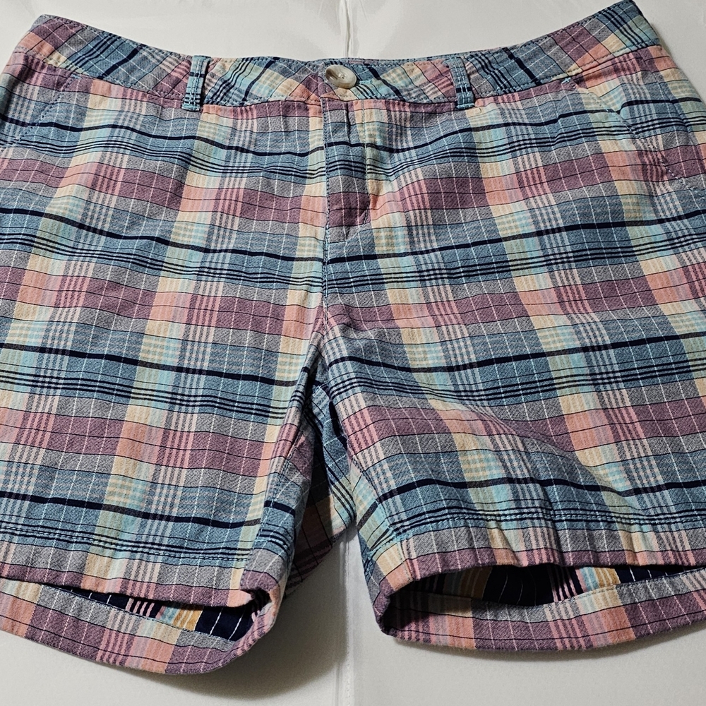 Dockers Women's Plaid Shorts in Pink, Blue, and Cream